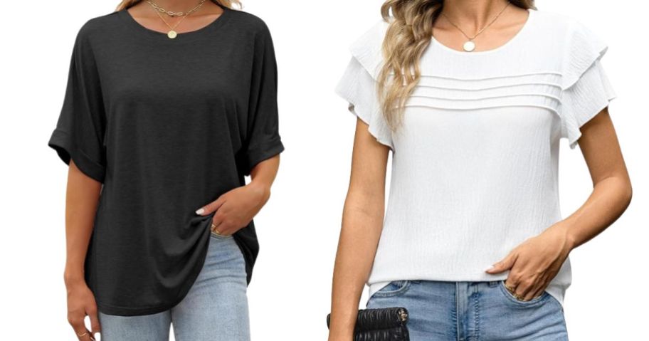 two women wearing amazon tops