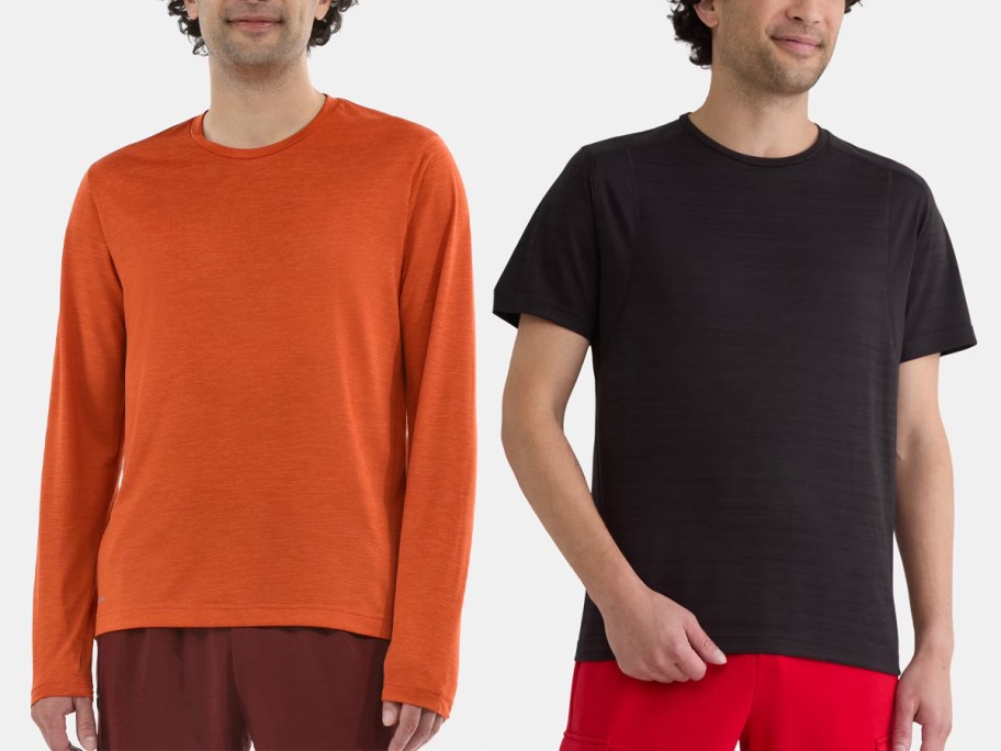men wearing orange and black tops 