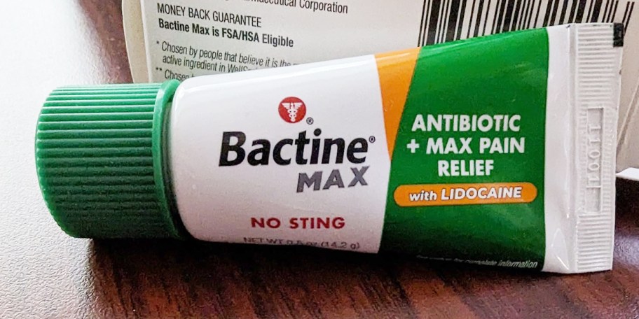 bactine max ointment on table
