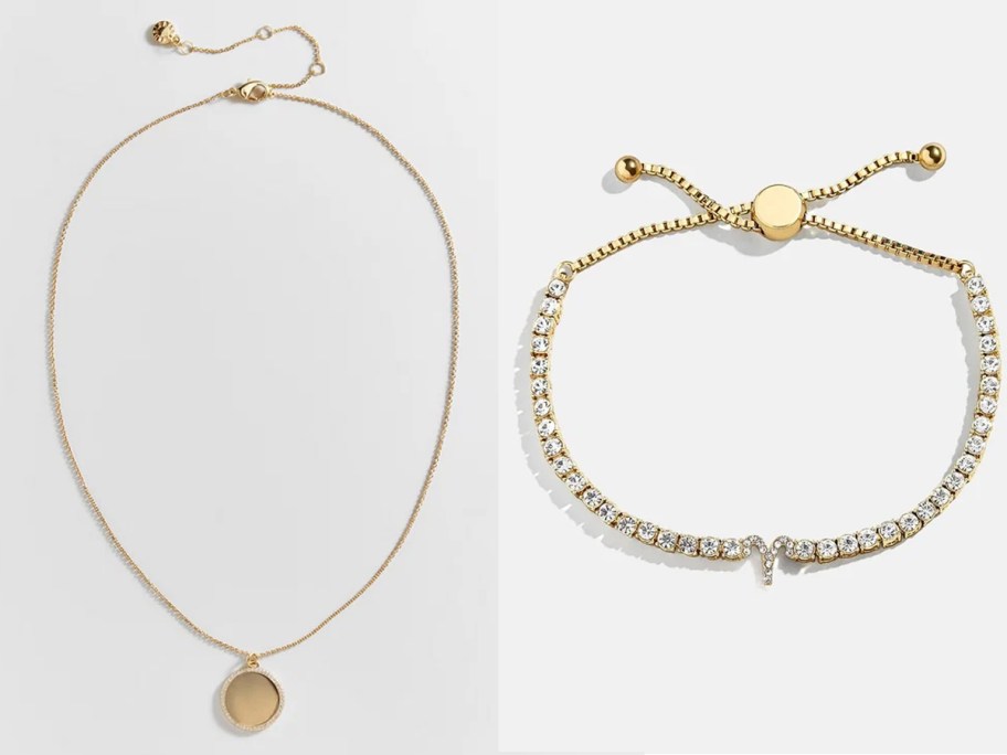 gold necklace and bracelet