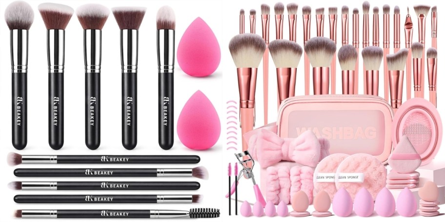 two makeup brush sets with accessories