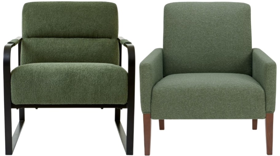 two green accent chairs