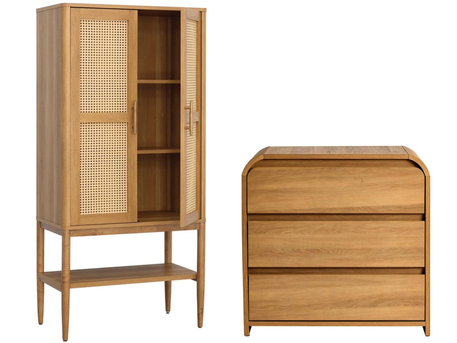 brown accent cabinet and sidetable