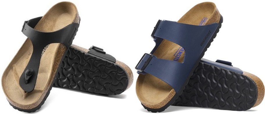 black and blue birkenstock sandals 