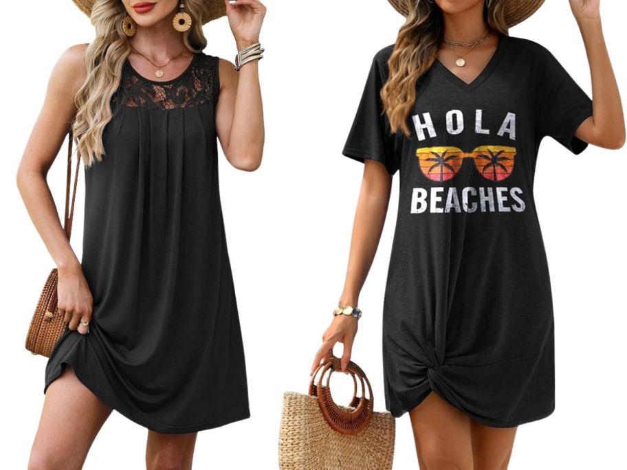 two women wearing bkrive and ai'mage women's swimsuit coverups