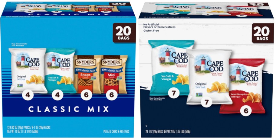 two boxes of cape cod chips