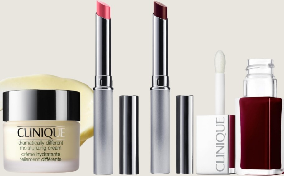 clinique moisturizer, lip balms an cheek tint