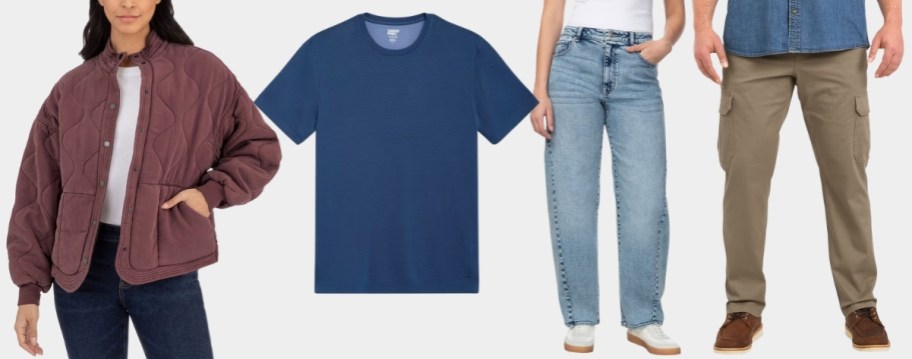 womens jack and jeans, mens tee and pants