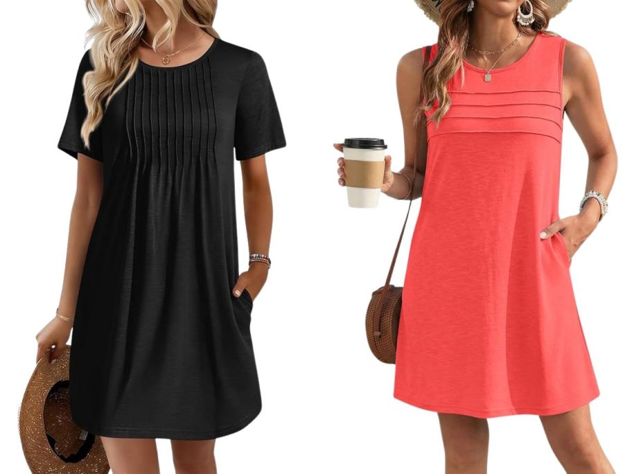 two women wearing ekouaer women's swimsuit coverups