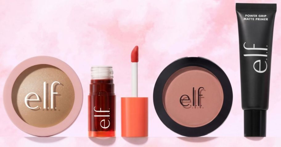 e.l.f. cosmetics highlighter, lip gloss, blush and primer