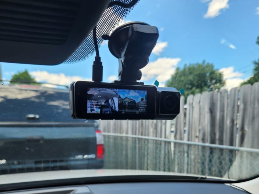 dash cam on windshield