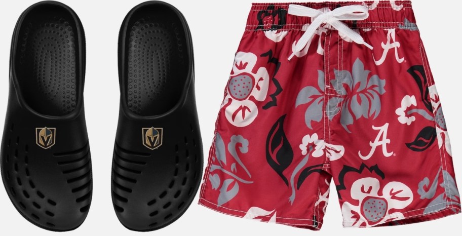 fanatics clogs and swim trunks