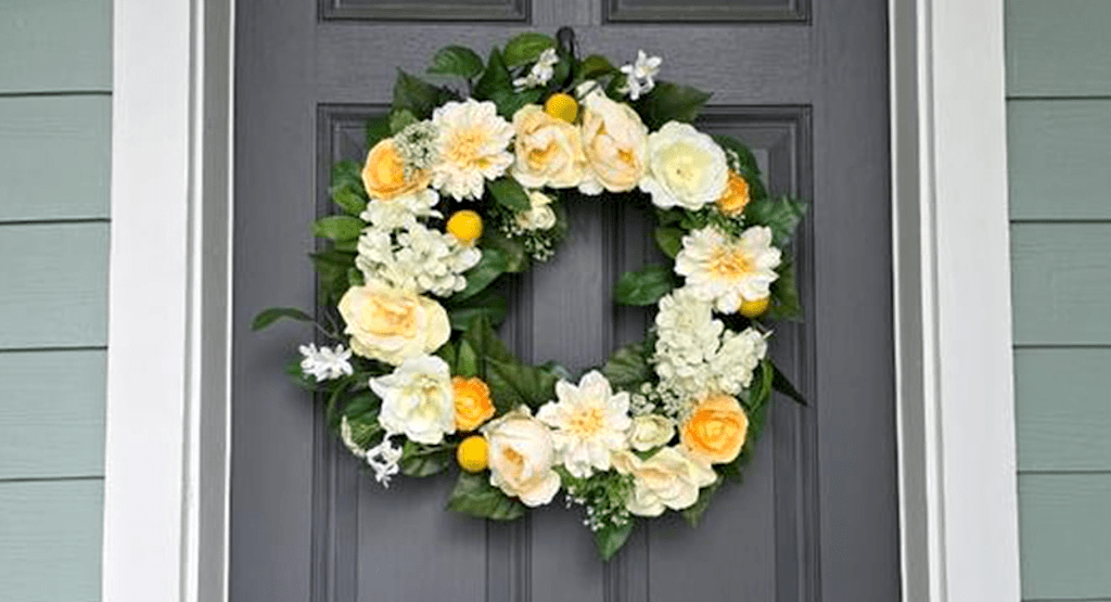 floral wreath on door 