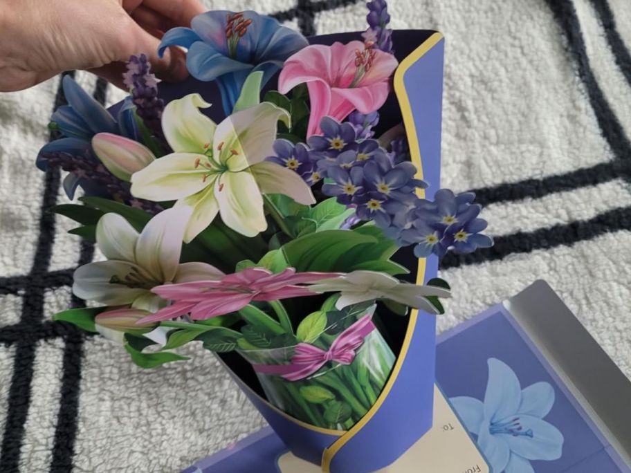 Lillies & lupines flower pop up card