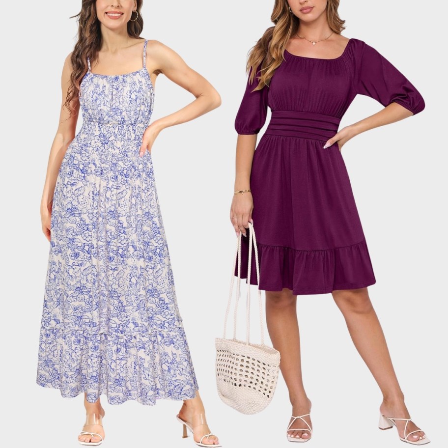 a woman in a max i sundress and a woman in a mini dress