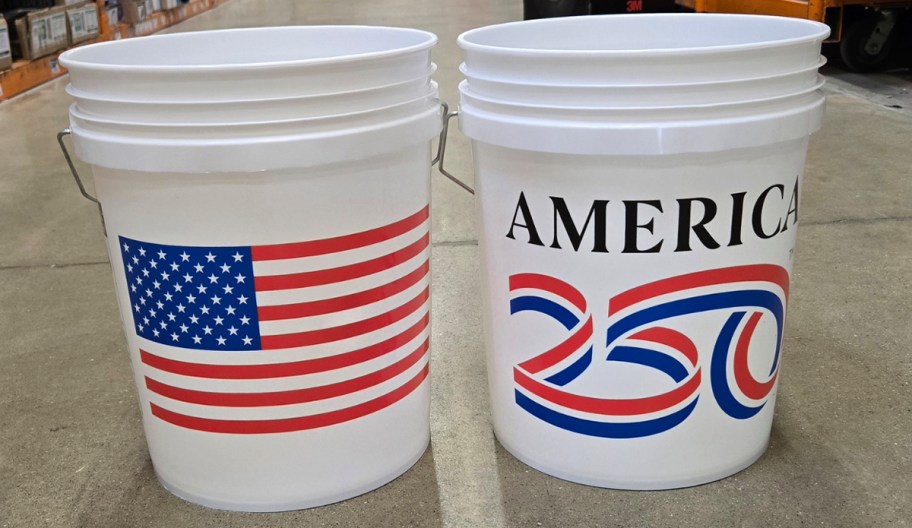 two american flag buckets 