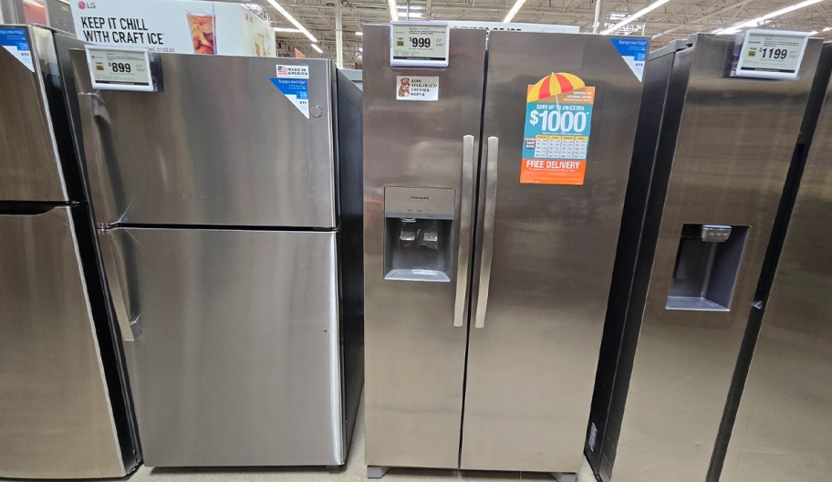 stainless steel fridges in store 