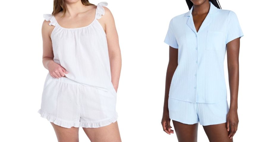 two women wearing joyspun womens pajama sets