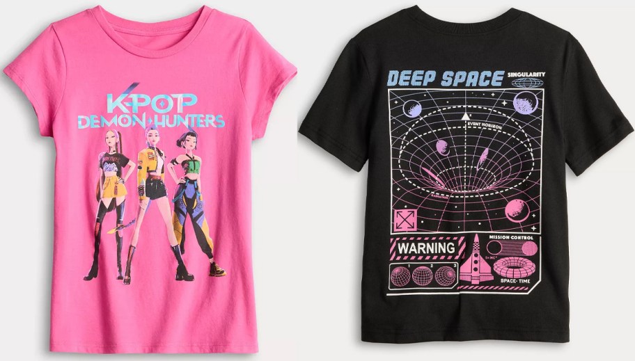 kpop demon hunters and space kids tees 