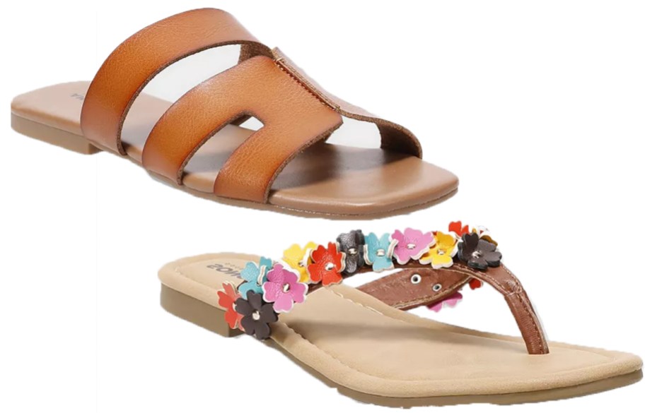 brown and floral sandals