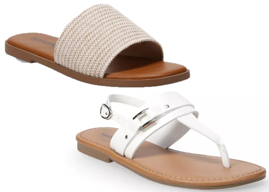 white and tan womens sandals