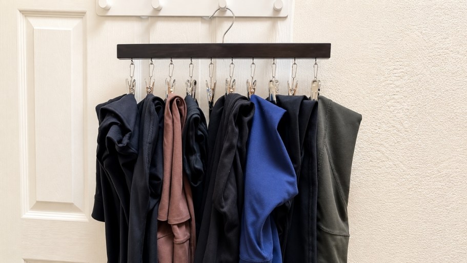 This Amazon Leggings Organizer Holds Up to 20 Pairs, Frees Up Closet Space, & is Under $10!
