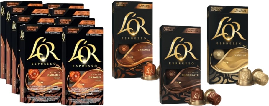 L'or nespresso original capsules 100 count caramel and variety packs