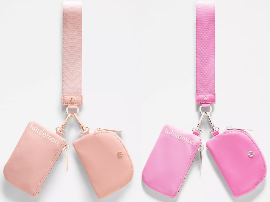 two pink lululemon Dual Pouch Wristlets