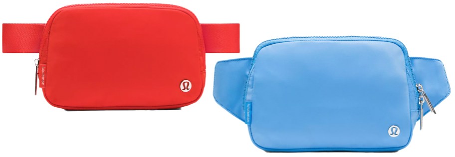 red and blue belt bags
