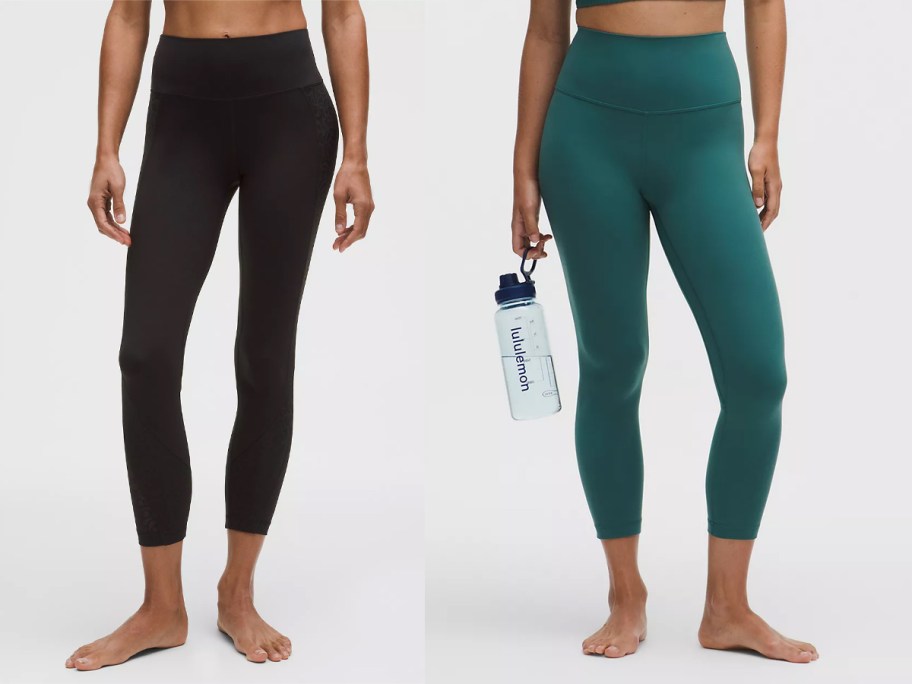 women wearing black and green leggings 