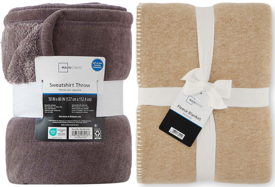 purple and tan blankets