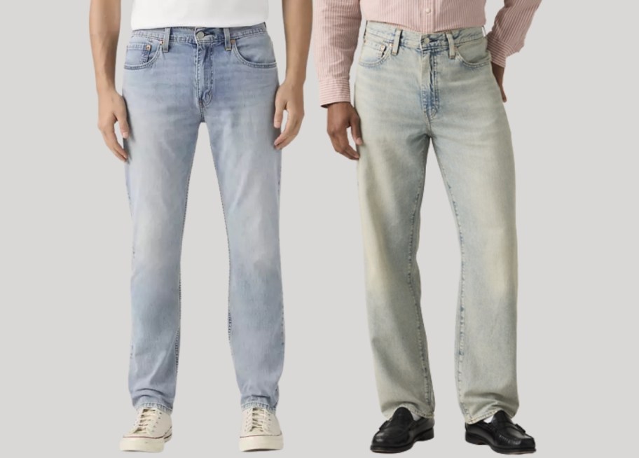 2 men in 2 different styles of jeans