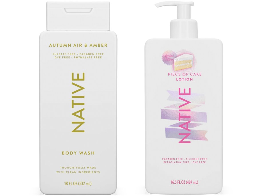 native body wash and lotion bottles