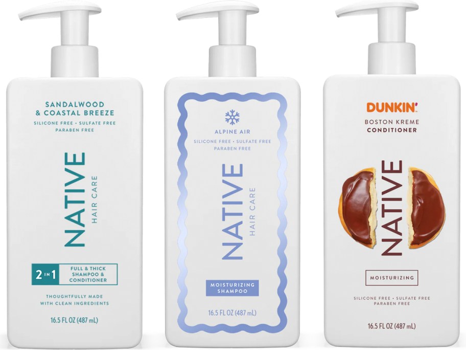 native shampoo and conditioner bottles