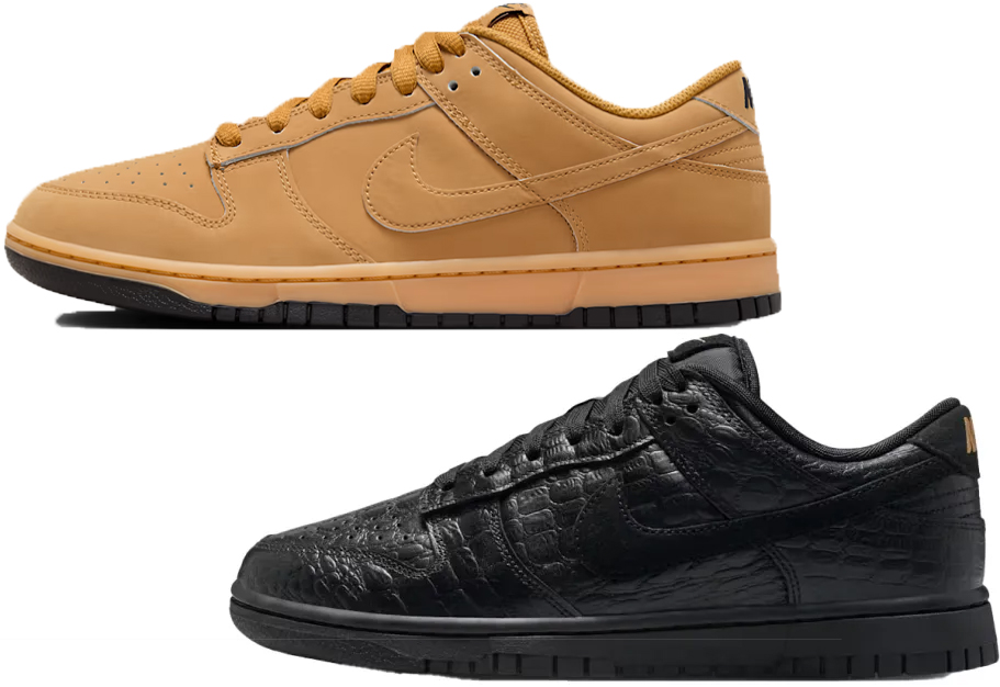 tan and black nike dunk shoes 