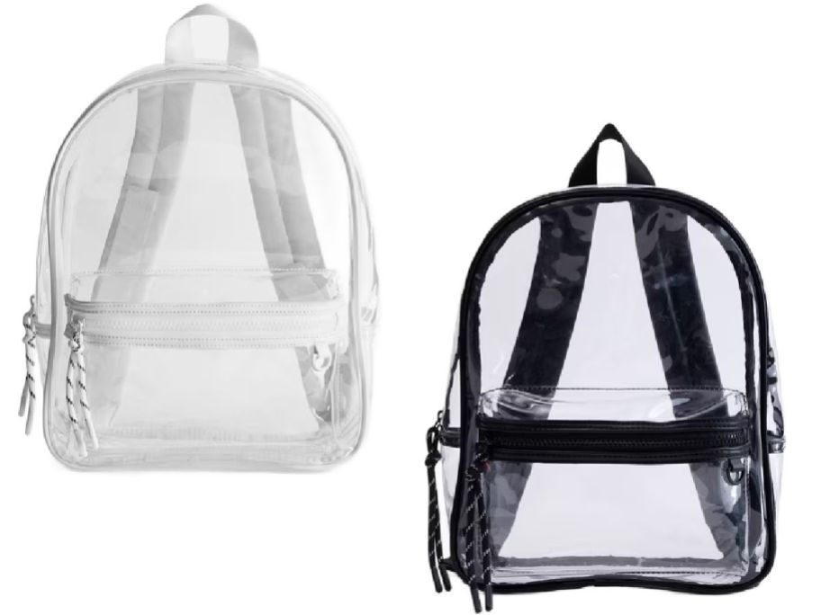 2 clear backpacks on a white background