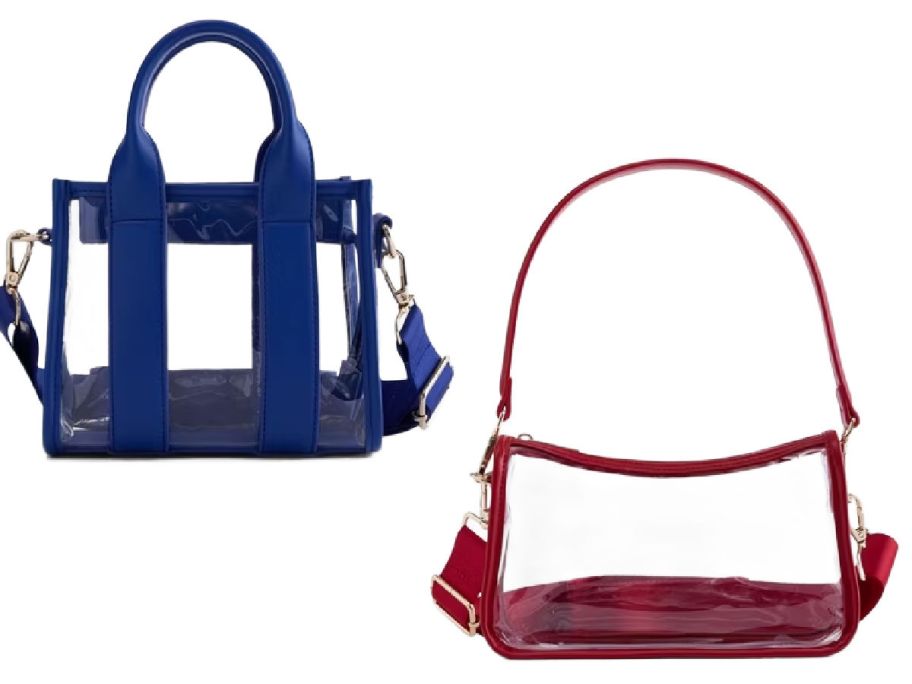 2 clear tote bags on a white background