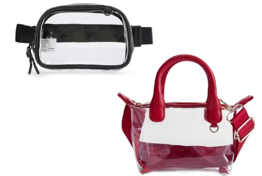 2 clear tote bags on a white background