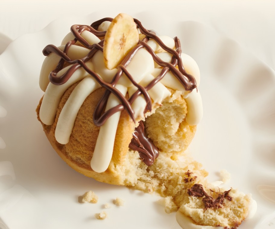 a banana nutella bundtlet on a plate