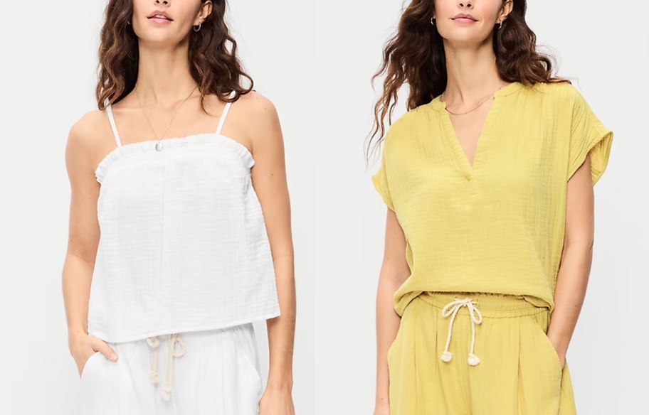 women wearing white and yellow tops 