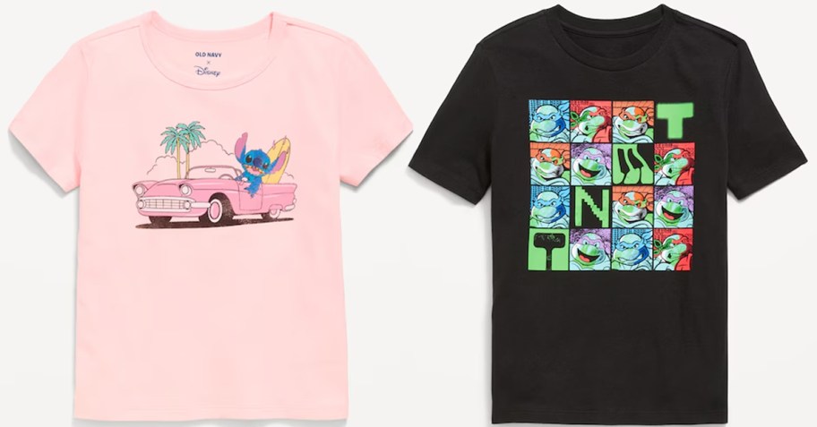 stitch and tmnt graphic tees 