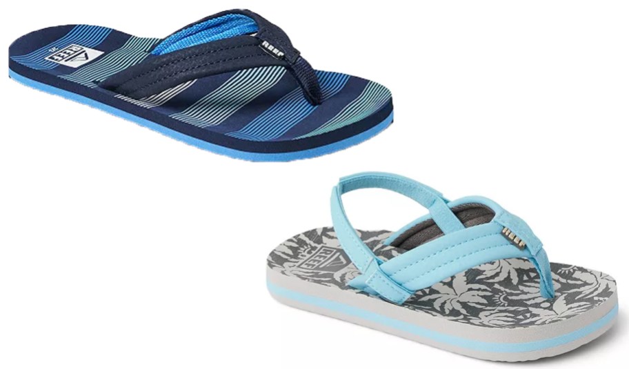 blue striped and blue print kids sandals