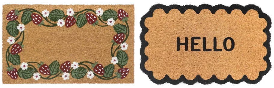 strawberry and hello coir doormats