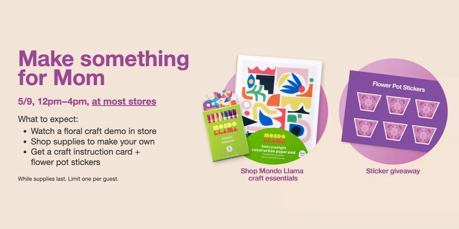 Make Something for Mom Target Store Event on May 9th
