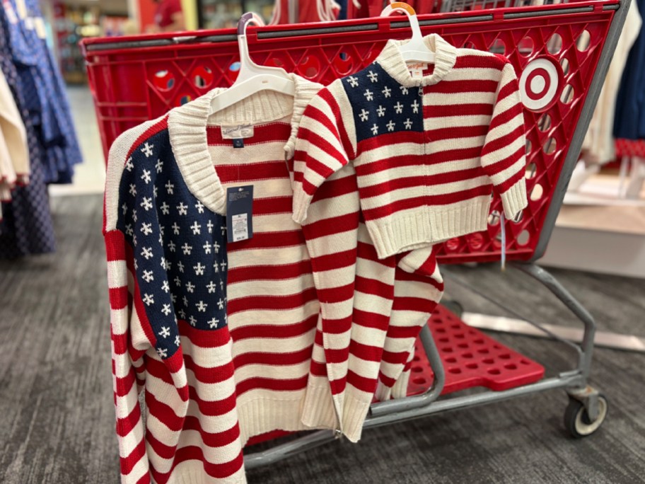 white usa flag cardigans adult and matching kids