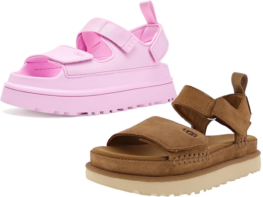 pink and brown ugg sandals