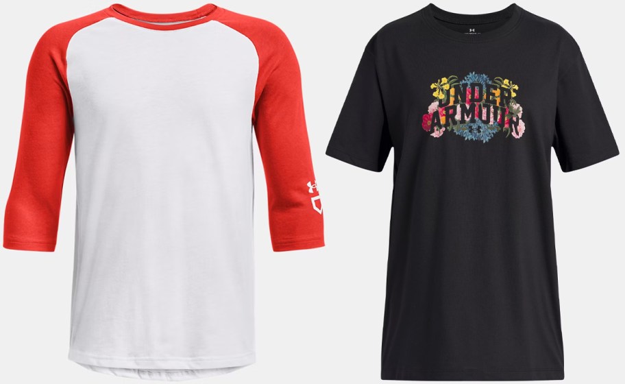 red and white and black kids tees 