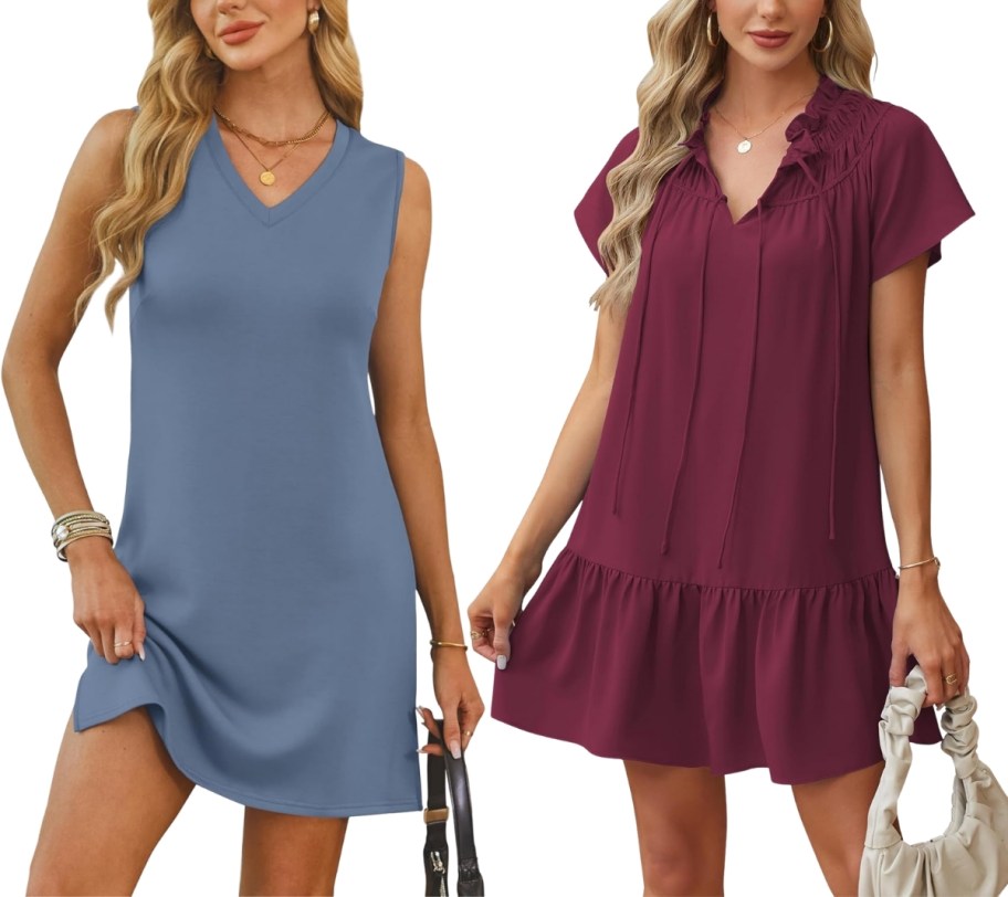 two women in summer mini dresses