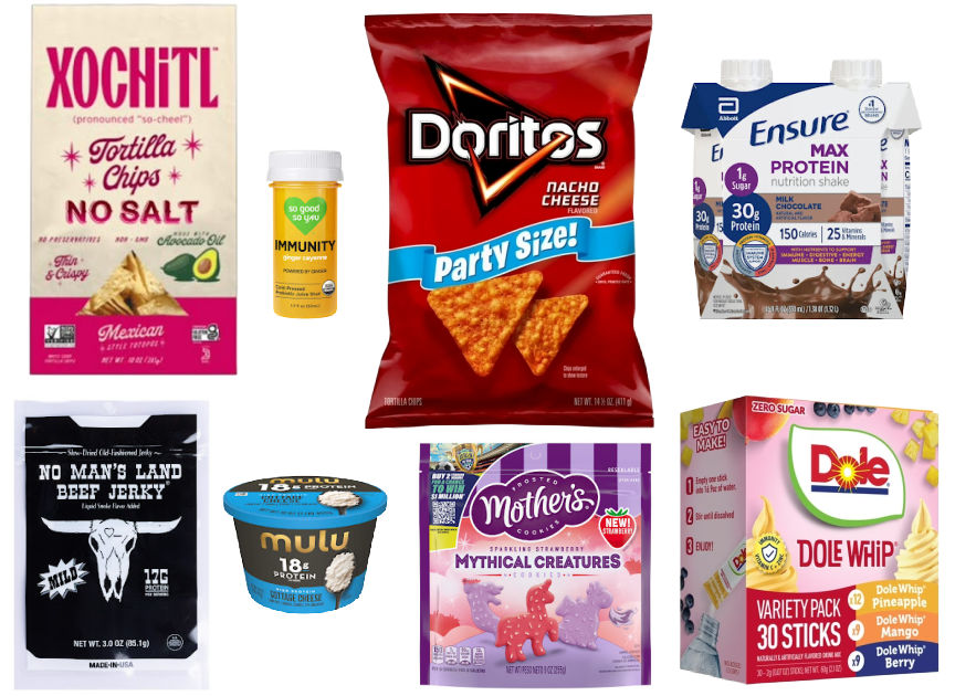8 grocery items on a white background