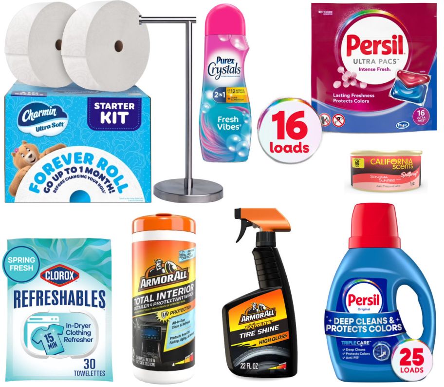8 household items on a white background